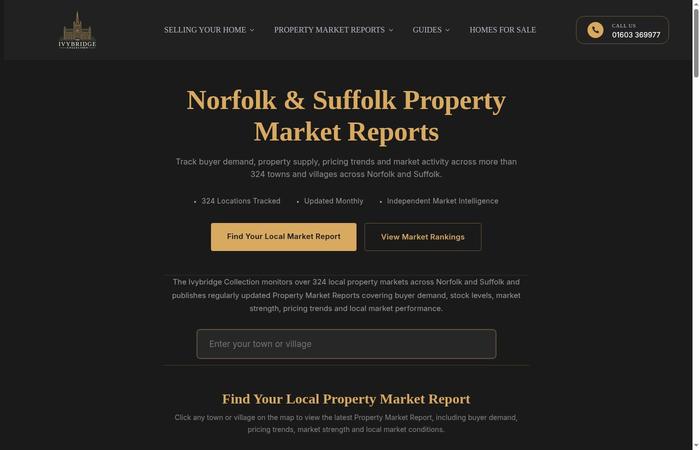 Market hub page showing overview with interactive map, search and market stats