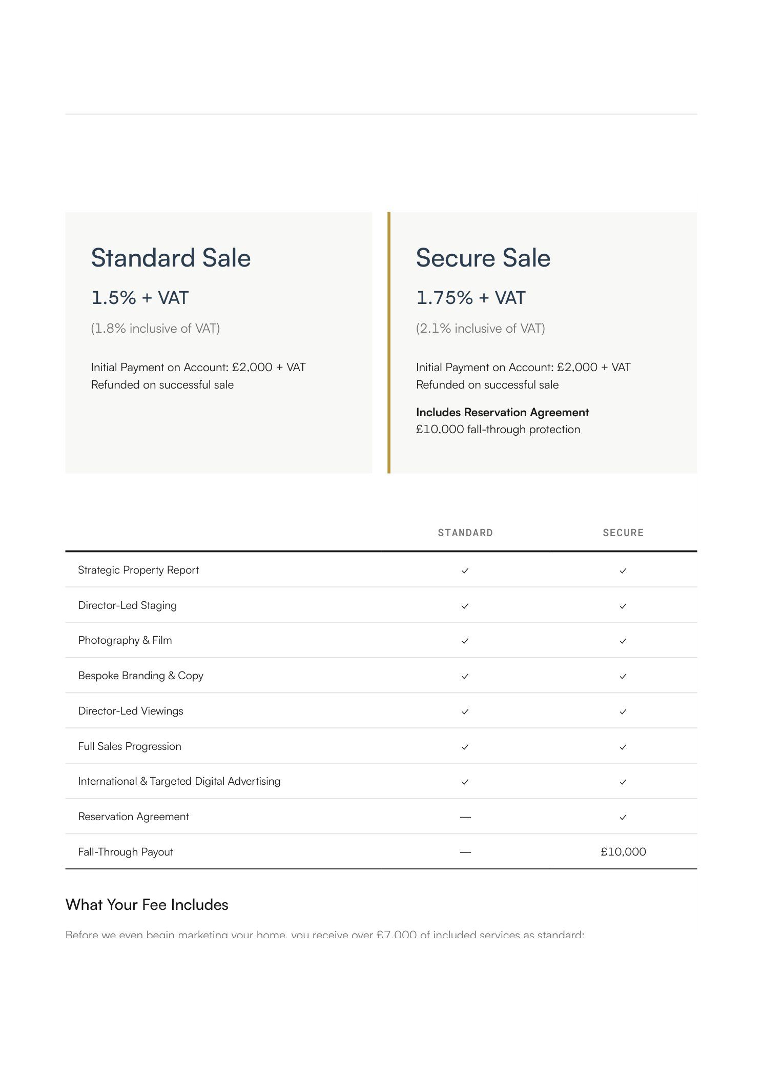 Strategic fee positioning and service narrative